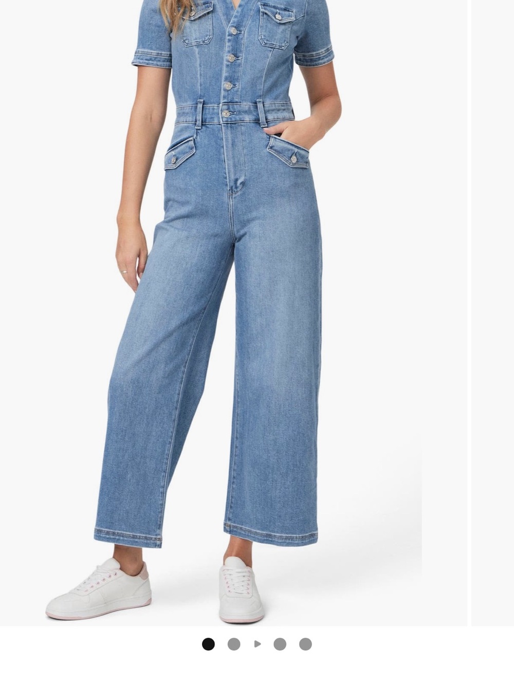 Paige Harper ankle wide leg denim jumpsuit. Size 8